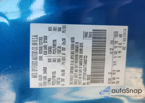 2001 Ford Ranger Super Cab z USA, uszkodzony, nr VIN 1FTYR14E41TA80732